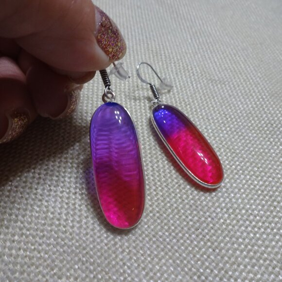 Beautiful PURPLE & PINK BI-COLOR TOURMALINE Handmade Sterling Earrings #141C - Picture 3 of 3